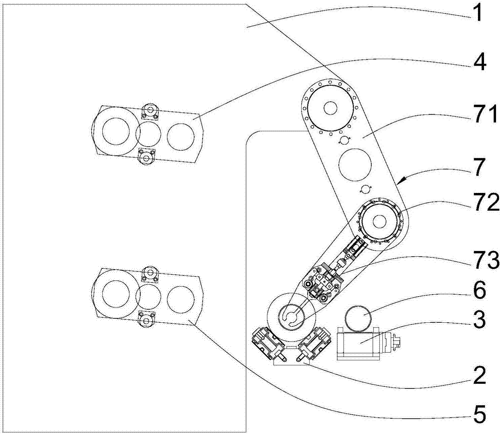 一種空間四軸雙臂機(jī)器人及其收卷軸裝卸裝置的制作方法